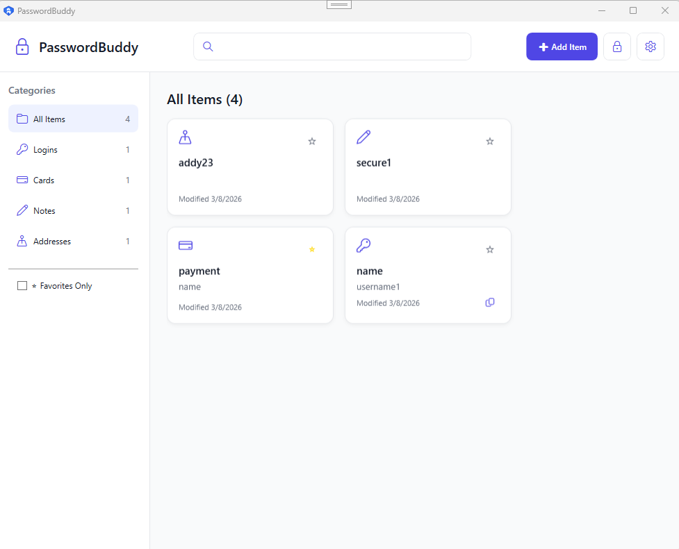 PasswordBuddy vault entry detail view