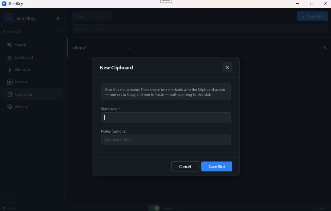 ShortKey clipboard slots manager